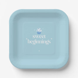 Sweet Beginnings | パウダーブルーとホワイトのベビーシャワー ペーパープレート
