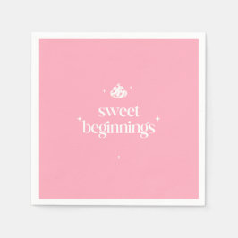 Sweet Beginnings | ピンクとホワイトの女の子ベビーシャワー スタンダードカクテルナプキン