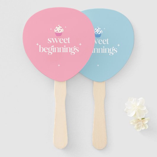 Sweet Beginnings | 性別お披露目ベビーシャワーゲーム ハンドファン (正面&裏面)