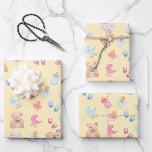 Sweet Beginnings Baby Wrapping Paper –Matte Finish ラッピングペーパーシート (正面)