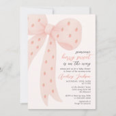 Sweet Berry Girl Pink Coquette Bow Baby Shower  招待状 (正面)