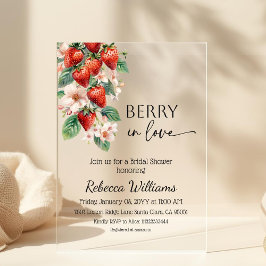 Sweet Berry in Love Strawberry Bridal Shower アクリル招待状