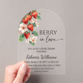 Sweet Berry in Love Strawberry Bridal Shower アクリル招待状 (インサイチュ (ポータブル))