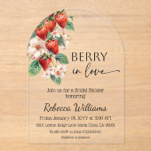 Sweet Berry in Love Strawberry Bridal Shower アクリル招待状 (正面)