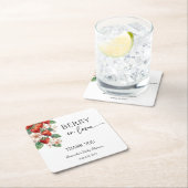 Sweet Berry in Love Strawberry Bridal Shower スクエアペーパーコースター (インサイチュ)