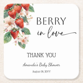 Sweet Berry in Love Strawberry Bridal Shower スクエアペーパーコースター