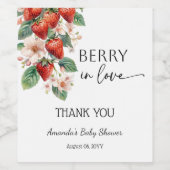 Sweet Berry in Love Strawberry Bridal Shower ワインラベル (シングルラベル)