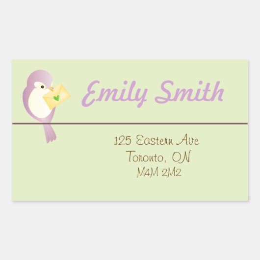 Sweet Bird Address Returnステッカー 長方形シール (正面)