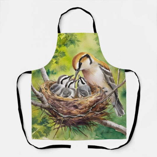 Sweet bird nest painting エプロン (正面)