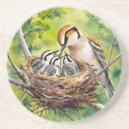 Sweet bird nest painting コースター