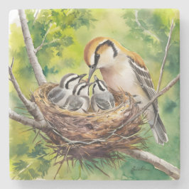 Sweet bird nest painting ストーンコースター