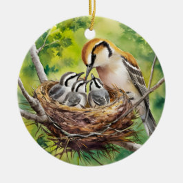 Sweet bird nest painting セラミックオーナメント