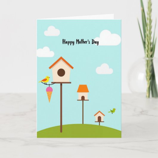 Sweet Birdhouse Mothers Day Card カード (正面)