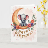 Sweet Birthday Baby Moon Card カード (黄色い花)