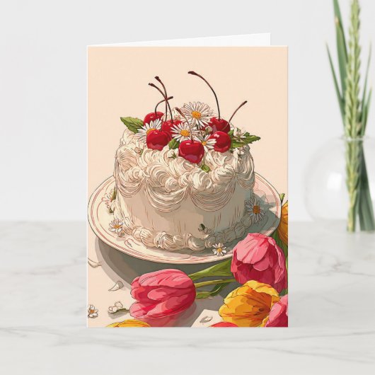 Sweet Birthday Cake Wishes Card カード (正面)