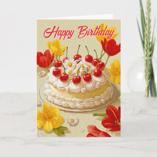 Sweet Birthday Cake Wishes Card カード