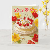 Sweet Birthday Cake Wishes Card カード (黄色い花)
