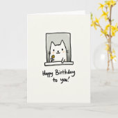 Sweet Birthday Cat Card カード (黄色い花)