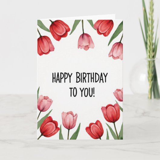 Sweet Birthday Floral Watercolor Card カード (正面)