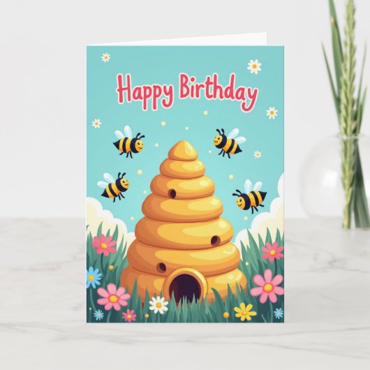 Sweet Birthday Flying Bugs Card カード (正面)
