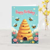 Sweet Birthday Flying Bugs Card カード (黄色い花)