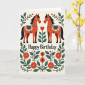Sweet Birthday Horse Art Card カード (黄色い花)