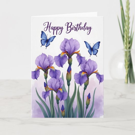 Sweet Birthday Iris Blooms カード (正面)