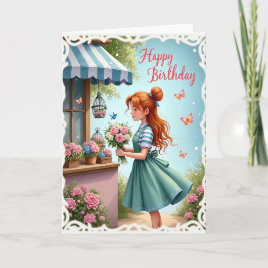 Sweet Birthday Lacy Border Card カード (正面)