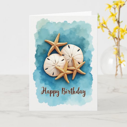 Sweet Birthday Ocean Art カード (黄色い花)