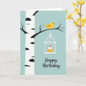 Sweet Birthday Paper Birdcage Card カード (黄色い花)