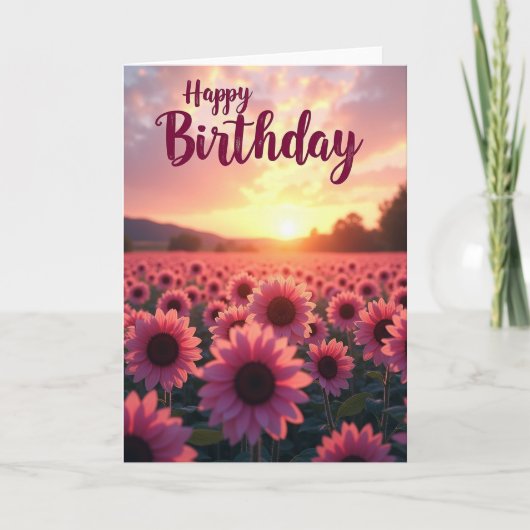 Sweet Birthday Pink Blossoms Card カード (正面)