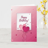 Sweet Birthday Pink Heart Card カード (黄色い花)