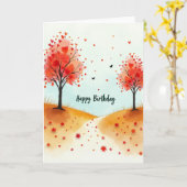 Sweet Birthday Watercolor Hearts Card カード (黄色い花)