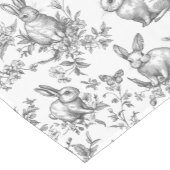 Sweet Black Bunny Rabbits French Toile ショートテーブルランナー (コーナー)