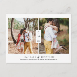 Sweet Black & White モダン Two-Photo Save the Date 案内ポストカード