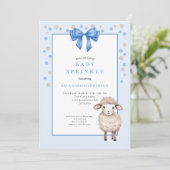 Sweet Blue Baby Sprinkle with Bow & Cute Lamb 招待状 (スタンド正面)