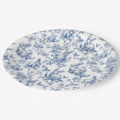 Sweet Blue Bunny Rabbits French Toile ペーパープレート (アングル)
