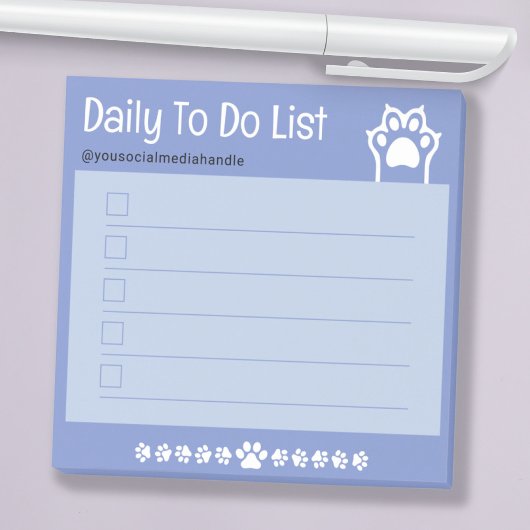 Sweet Blue Cute White Cat PawsチェックボックスTo Do List ポストイット