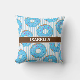 Sweet Blue Donut Throw Pillow クッション