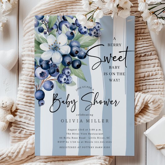 Sweet Blueberries Baby Shower 招待状