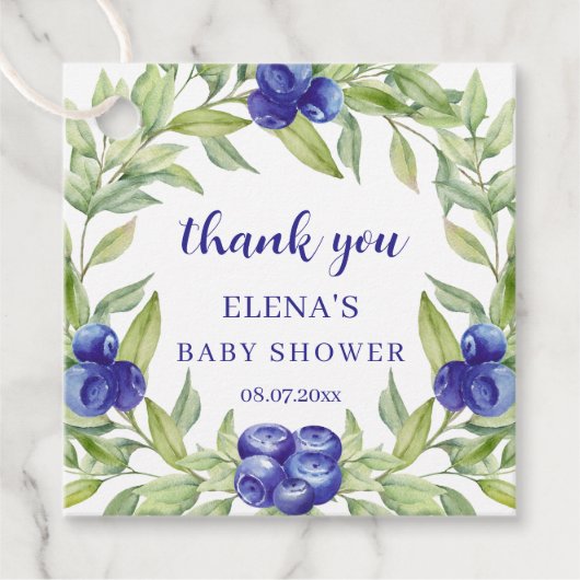 Sweet Blueberries Baby Shower Thank You フェイバータグ (正面)