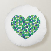Sweet Blueberries Modern Pattern Blue Green. ラウンドクッション (裏面)