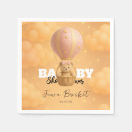 Sweet Blush Pink Dreamy Teddy Balloon スタンダードカクテルナプキン