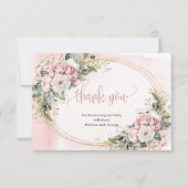 Sweet Blush Pink Floral Eucalyptus Thank You Card サンキューカード (正面)