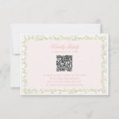 Sweet Blush Pink Floral Frame RSVP w/ Bow QR Code (正面)