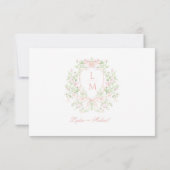 Sweet Blush Pink Floral Frame RSVP w/ Bow QR Code (裏面)