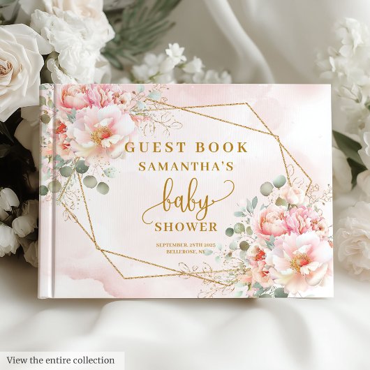 Sweet blush pink sage baby shower guest book ゲストブック