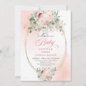 Sweet Blush Roses Girl Baby Shower Invitation 招待状 (正面)