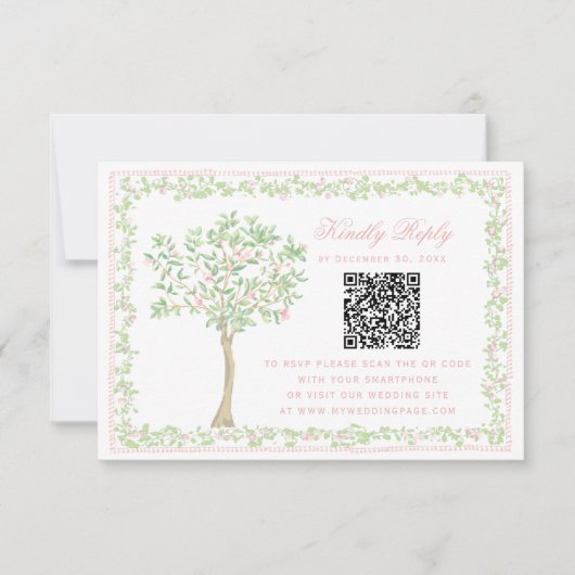 Sweet Blush Tree Floral with Frame RSVP QR Code (正面)