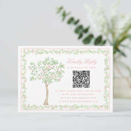 Sweet Blush Tree  Floral with Frame RSVP  QR Code (スタンド正面)